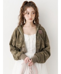 EVRIS | ワンポイントロゴショートパーカー【セットアップ着用可能】春服(パーカー)