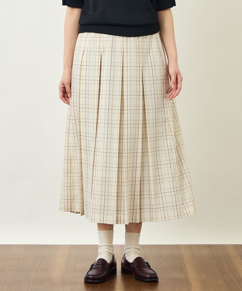 MACKINTOSH PHILOSOPHY(マッキントッシュ フィロソフィー)の「GREY LABEL ボイルチェックタックスカート(スカート・レディース・ベージュ/ブラウン系その他5・1/2)」の1枚目の写真