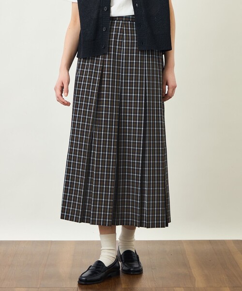 MACKINTOSH PHILOSOPHY(マッキントッシュ フィロソフィー)の「GREY LABEL ボイルチェックタックスカート(スカート・レディース・ベージュ/ブラウン系その他5・1/2)」の2枚目の写真