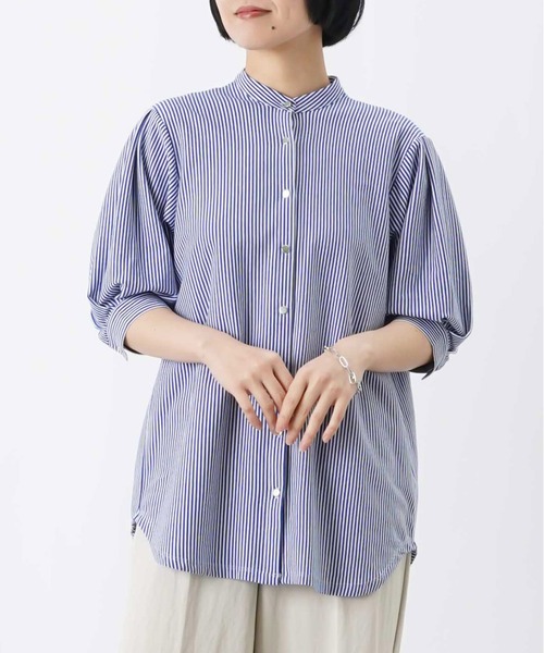 LUCA/LADY LUCK LUCA（ルカ/レディラックルカ）の「LC/LLL セミシルケットバンドカラー5分袖ブラウス（シャツ/ブラウス・レディース・ブルー/オフホワイト/ブラック・FREE）」の16枚目の写真