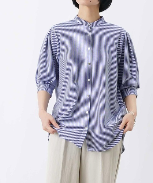 LUCA/LADY LUCK LUCA（ルカ/レディラックルカ）の「LC/LLL セミシルケットバンドカラー5分袖ブラウス（シャツ/ブラウス・レディース・ブルー/オフホワイト/ブラック・FREE）」の19枚目の写真