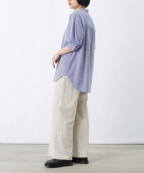 LUCA/LADY LUCK LUCA（ルカ/レディラックルカ）の「LC/LLL セミシルケットバンドカラー5分袖ブラウス（シャツ/ブラウス・レディース・ブルー/オフホワイト/ブラック・FREE）」の17枚目の写真