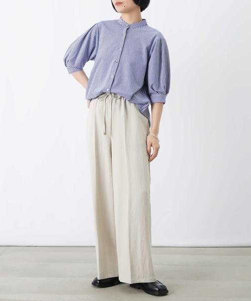 LUCA/LADY LUCK LUCA（ルカ/レディラックルカ）の「LC/LLL セミシルケットバンドカラー5分袖ブラウス（シャツ/ブラウス・レディース・ブルー/オフホワイト/ブラック・FREE）」の20枚目の写真