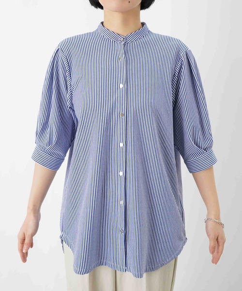 LUCA/LADY LUCK LUCA（ルカ/レディラックルカ）の「LC/LLL セミシルケットバンドカラー5分袖ブラウス（シャツ/ブラウス・レディース・ブルー/オフホワイト/ブラック・FREE）」の22枚目の写真