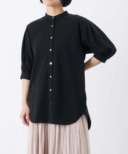 LUCA/LADY LUCK LUCA（ルカ/レディラックルカ）の「LC/LLL セミシルケットバンドカラー5分袖ブラウス（シャツ/ブラウス・レディース・ブルー/オフホワイト/ブラック・FREE）」の11枚目の写真