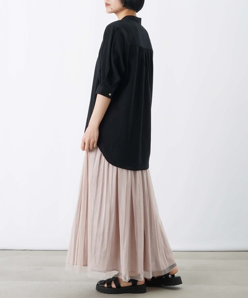 LUCA/LADY LUCK LUCA（ルカ/レディラックルカ）の「LC/LLL セミシルケットバンドカラー5分袖ブラウス（シャツ/ブラウス・レディース・ブルー/オフホワイト/ブラック・FREE）」の13枚目の写真