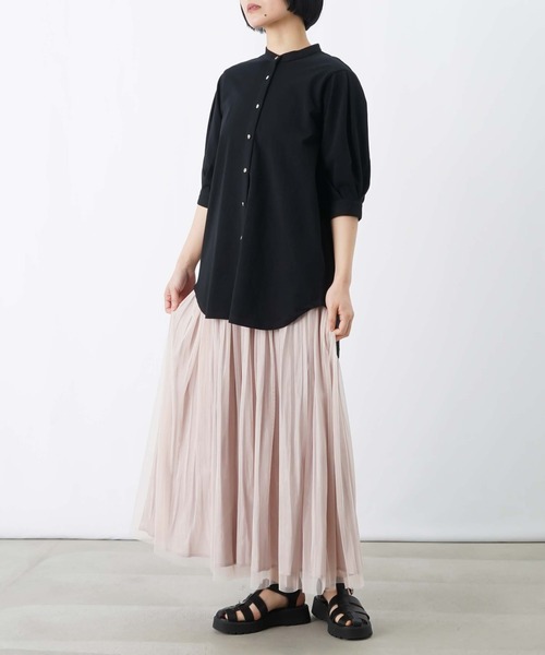 LUCA/LADY LUCK LUCA（ルカ/レディラックルカ）の「LC/LLL セミシルケットバンドカラー5分袖ブラウス（シャツ/ブラウス・レディース・ブルー/オフホワイト/ブラック・FREE）」の12枚目の写真