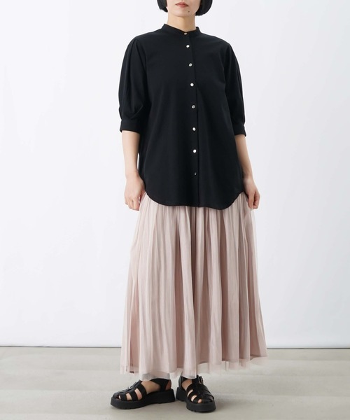 LUCA/LADY LUCK LUCA（ルカ/レディラックルカ）の「LC/LLL セミシルケットバンドカラー5分袖ブラウス（シャツ/ブラウス・レディース・ブルー/オフホワイト/ブラック・FREE）」の15枚目の写真