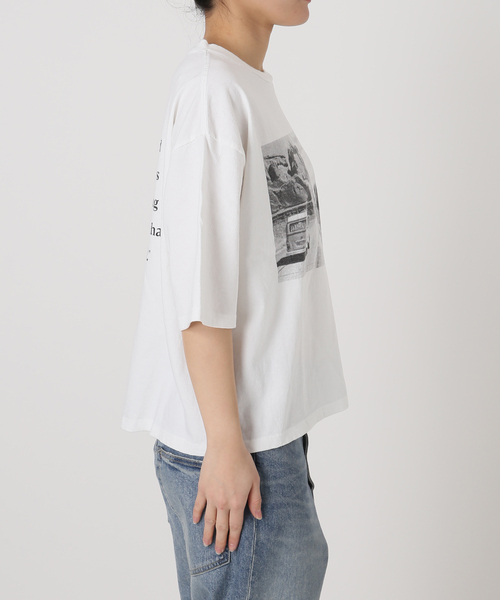 ●フレームワーク●2022SSロゴプリントシャツ　ホワイト　白 FRAMeWORK（フレームワーク） tシャツ カスレロゴプリントTシャツ