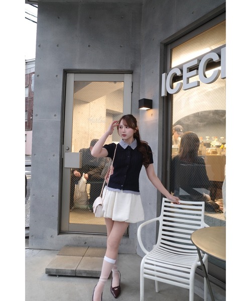 Gingham shirt layered knit（ニット/セーター）｜MISTREASS
