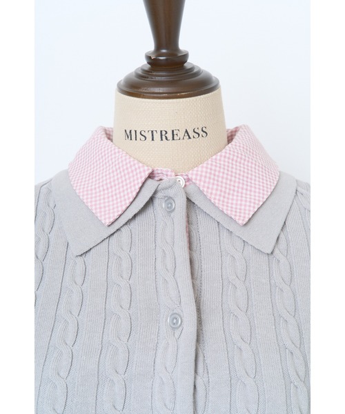 MISTREASS（ミストレアス）の「Gingham shirt layered knit（ニット/セーター・レディース・グレー/ネイビー・FREE）」の16枚目の写真