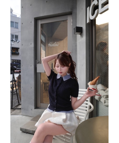 MISTREASS（ミストレアス）の「Gingham shirt layered knit（ニット/セーター・レディース・グレー/ネイビー・FREE）」の10枚目の写真