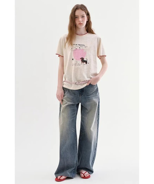 Fano Studios(ファノ ストゥディオズ)の「ダックスフンドモチーフ スカラップ風 プリントTシャツ FC26S086【Fano Studios】【2026SS】(Tシャツ/カットソー・レディース・アイボリー・S/M/L)」の12枚目の写真