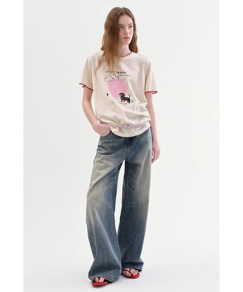 Fano Studios(ファノ ストゥディオズ)の「ダックスフンドモチーフ スカラップ風 プリントTシャツ FC26S086【Fano Studios】【2026SS】(Tシャツ/カットソー・レディース・アイボリー・S/M/L)」の3枚目の写真