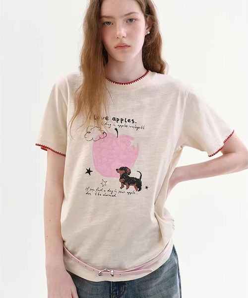 Fano Studios(ファノ ストゥディオズ)の「ダックスフンドモチーフ スカラップ風 プリントTシャツ FC26S086【Fano Studios】【2026SS】(Tシャツ/カットソー・レディース・アイボリー・S/M/L)」の4枚目の写真