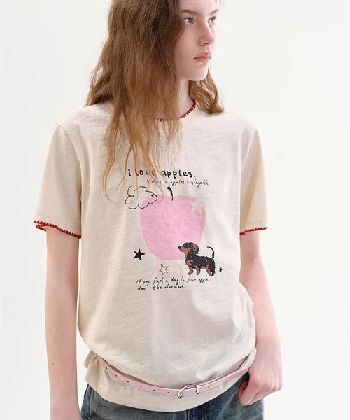 Fano Studios(ファノ ストゥディオズ)の「ダックスフンドモチーフ スカラップ風 プリントTシャツ FC26S086【Fano Studios】【2026SS】(Tシャツ/カットソー・レディース・アイボリー・S/M/L)」の5枚目の写真