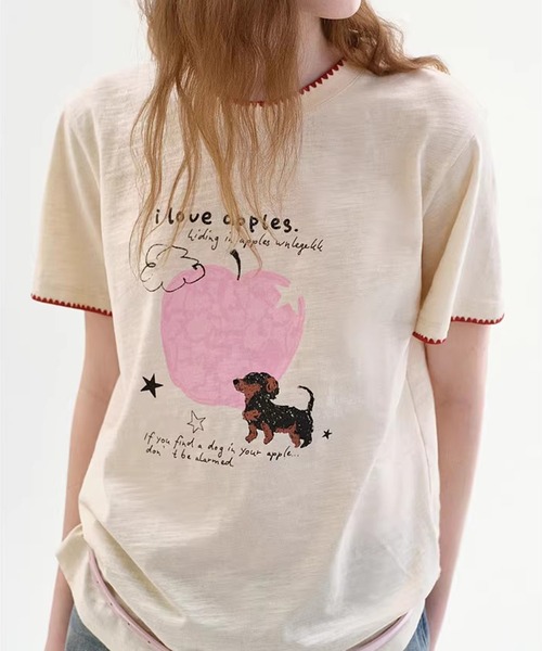 Fano Studios(ファノ ストゥディオズ)の「ダックスフンドモチーフ スカラップ風 プリントTシャツ FC26S086【Fano Studios】【2026SS】(Tシャツ/カットソー・レディース・アイボリー・S/M/L)」の7枚目の写真