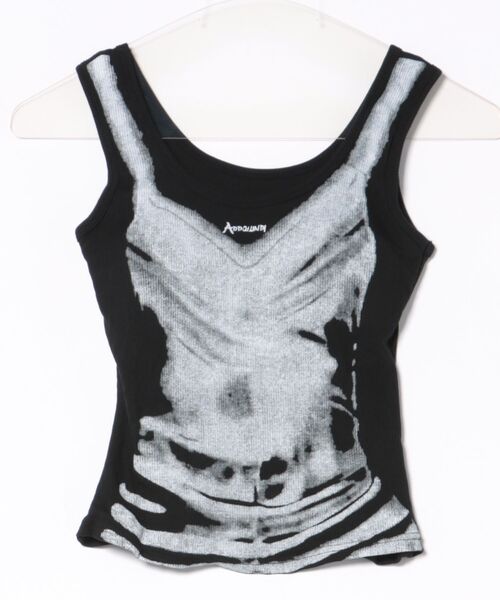 Revo.（レボ）の「トロンプルイユ プリント ブラトップ だまし絵 タンクトップ（タンクトップ・レディース・ブラック/ホワイト・FREE）」の2枚目の写真