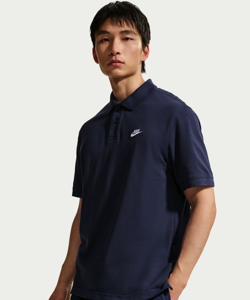 NIKE(ナイキ)の「ナイキ NIKE ナイキ クラブ ピケ S/S ポロ(ポロシャツ・メンズ・ホワイト/ネイビー/ブラック・S/M/L/LL/3L)」の1枚目の写真