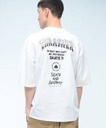 THRASHER (スラッシャー) バックプリント Tシャツ 半袖 Tour Logo ビッグシルエット オーバーサイズ ロゴ刺繍 綿100% メンズ レディース