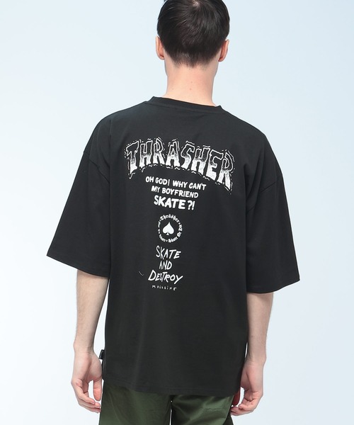 THRASHER（スラッシャー）の「THRASHER (スラッシャー) バックプリント Tシャツ 半袖 Tour Logo ビッグシルエット オーバーサイズ ロゴ刺繍 綿100％ メンズ レディース（Tシャツ/カットソー・メンズ・ブラック/ブルー/ホワイト/グリーン・M/L/LL）」の2枚目の写真