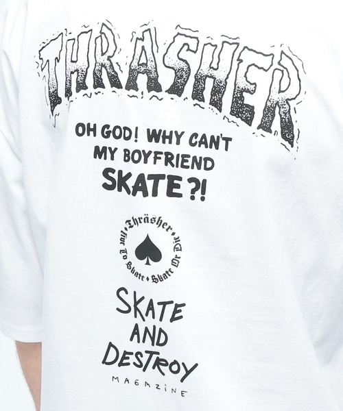 THRASHER（スラッシャー）の「THRASHER (スラッシャー) バックプリント Tシャツ 半袖 Tour Logo ビッグシルエット オーバーサイズ ロゴ刺繍 綿100％ メンズ レディース（Tシャツ/カットソー・メンズ・ブラック/ブルー/ホワイト/グリーン・M/L/LL）」の5枚目の写真