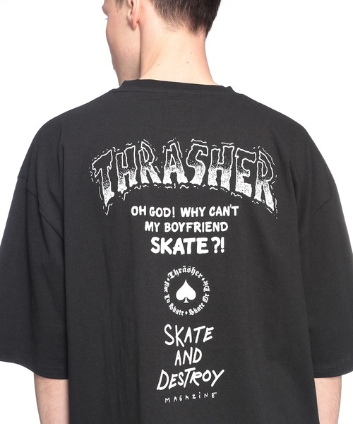 THRASHER（スラッシャー）の「THRASHER (スラッシャー) バックプリント Tシャツ 半袖 Tour Logo ビッグシルエット オーバーサイズ ロゴ刺繍 綿100％ メンズ レディース（Tシャツ/カットソー・メンズ・ブラック/ブルー/ホワイト/グリーン・M/L/LL）」の9枚目の写真