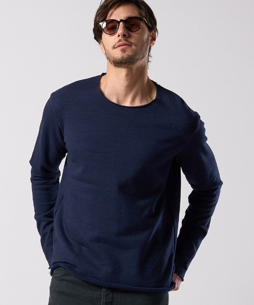 wjk(ダヴルジェイケイ)の「msw1866- cut-off light sweatshirt スウェット(7139 cj54j)(スウェット・メンズ・カーキ/インディゴブルー/トップグレー・S/M/L/XL)」の1枚目の写真