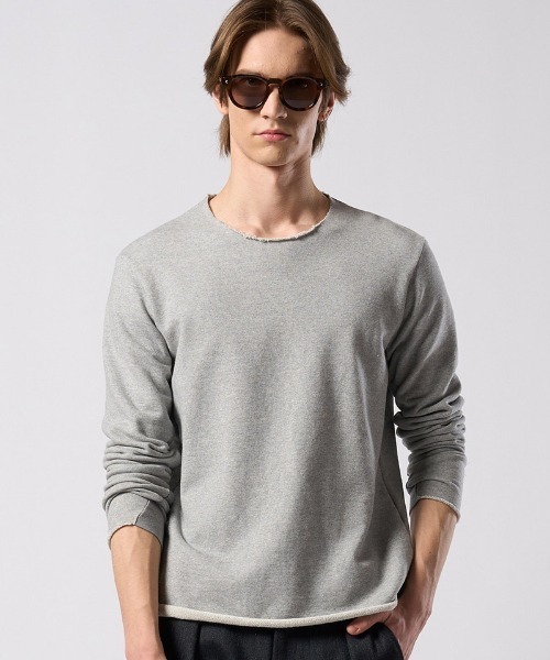 wjk(ダヴルジェイケイ)の「msw1866- cut-off light sweatshirt スウェット(7139 cj54j)(スウェット・メンズ・カーキ/インディゴブルー/トップグレー・S/M/L/XL)」の2枚目の写真
