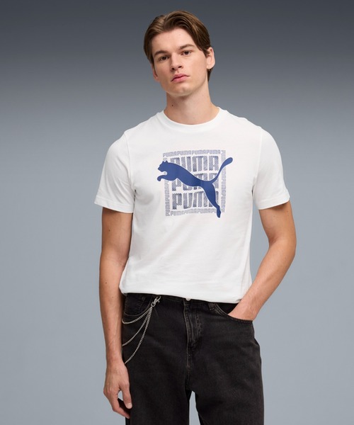 PUMA(プーマ)の「PUMA プーマ メンズ グラフィック プーマ ワーディング 半袖 Tシャツ(Tシャツ/カットソー・メンズ・ホワイト/ヘザーグレー/ブラック・SMALL/XX-LARGE/MEDIUM/LARGE/X-LARGE)」の1枚目の写真