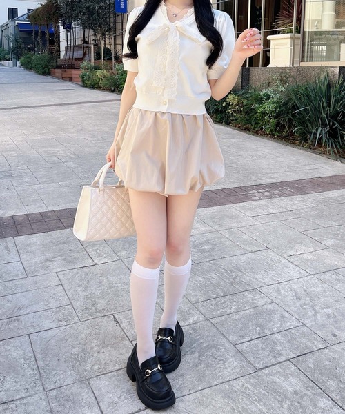 INGNI(イング)の「【WEB限定】レースボウタイ半袖ニット(ニット/セーター・レディース・ブラック/アイボリー/ネイビー/グレー・M)」の10枚目の写真