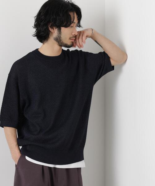 NANO universe(ナノユニバース)の「ギマクルーネック ニットTシャツ(Tシャツ/カットソー・メンズ・ダークネイビー/ブラウン系その他4/ナチュラル・M/L)」の4枚目の写真