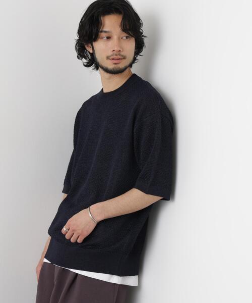 NANO universe(ナノユニバース)の「ギマクルーネック ニットTシャツ(Tシャツ/カットソー・メンズ・ダークネイビー/ブラウン系その他4/ナチュラル・M/L)」の5枚目の写真