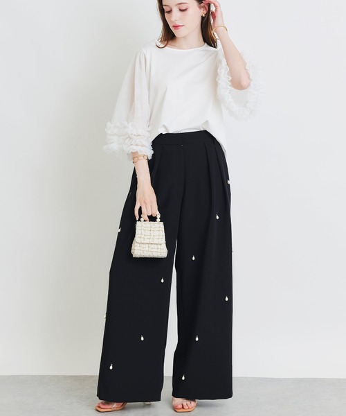PICCIN PERLA(ピッチンペルラ)の「ティアドロップパールワイドパンツ(その他パンツ・レディース・ブラック・M/S)」の12枚目の写真