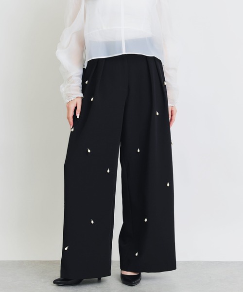 PICCIN PERLA(ピッチンペルラ)の「ティアドロップパールワイドパンツ(その他パンツ・レディース・ブラック・M/S)」の2枚目の写真