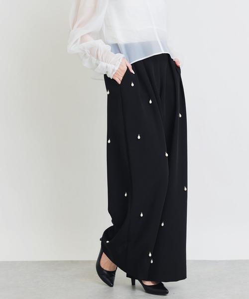 PICCIN PERLA(ピッチンペルラ)の「ティアドロップパールワイドパンツ(その他パンツ・レディース・ブラック・M/S)」の3枚目の写真