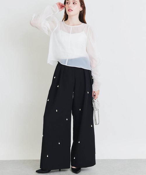PICCIN PERLA(ピッチンペルラ)の「ティアドロップパールワイドパンツ(その他パンツ・レディース・ブラック・M/S)」の7枚目の写真