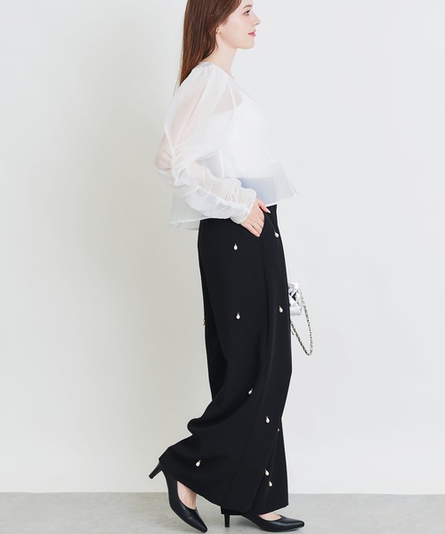 PICCIN PERLA(ピッチンペルラ)の「ティアドロップパールワイドパンツ(その他パンツ・レディース・ブラック・M/S)」の8枚目の写真