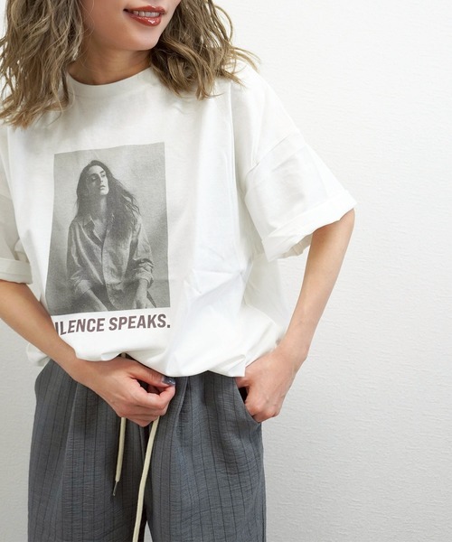gossara(ゴサラ)の「【主役級Tシャツ】天竺フォトプリントT(Tシャツ/カットソー・レディース・ブラック/オフホワイト/ブラウン・FREE)」の18枚目の写真