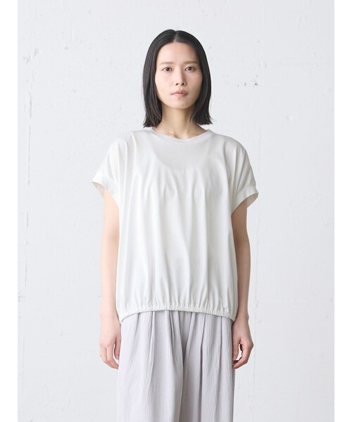 MidiUmi(ミディウミ)の「MidiUmi ヘムギャザーノースリーブ(Tシャツ/カットソー・レディース・チャコールグレー/ブラック/オフホワイト・FREE)」の1枚目の写真