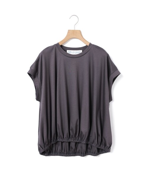 MidiUmi(ミディウミ)の「MidiUmi ヘムギャザーノースリーブ(Tシャツ/カットソー・レディース・チャコールグレー/ブラック/オフホワイト・FREE)」の3枚目の写真