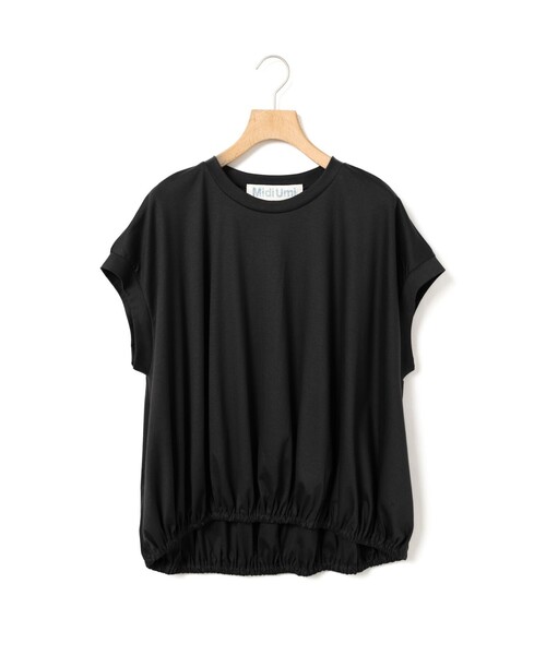 MidiUmi(ミディウミ)の「MidiUmi ヘムギャザーノースリーブ(Tシャツ/カットソー・レディース・チャコールグレー/ブラック/オフホワイト・FREE)」の2枚目の写真