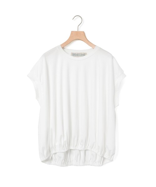 MidiUmi(ミディウミ)の「MidiUmi ヘムギャザーノースリーブ(Tシャツ/カットソー・レディース・チャコールグレー/ブラック/オフホワイト・FREE)」の4枚目の写真