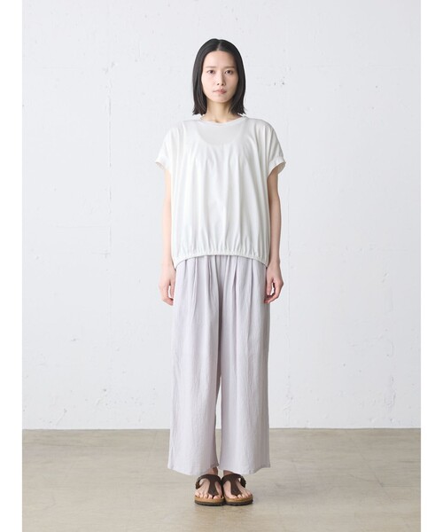 MidiUmi(ミディウミ)の「MidiUmi ヘムギャザーノースリーブ(Tシャツ/カットソー・レディース・チャコールグレー/ブラック/オフホワイト・FREE)」の12枚目の写真