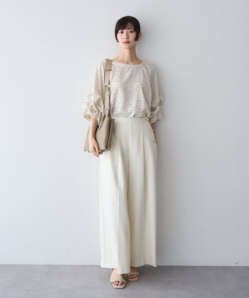 YECCA VECCA（イェッカヴェッカ）の「ホイップスリーブブラウス（シャツ/ブラウス・レディース・ドット/ラベンダー/ネイビー/オフホワイト/ブラック・FREE）」の9枚目の写真