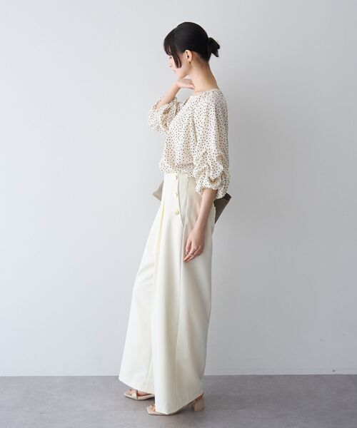 YECCA VECCA（イェッカヴェッカ）の「ホイップスリーブブラウス（シャツ/ブラウス・レディース・ドット/ラベンダー/ネイビー/オフホワイト/ブラック・FREE）」の10枚目の写真