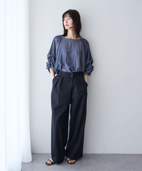 YECCA VECCA（イェッカヴェッカ）の「ホイップスリーブブラウス（シャツ/ブラウス・レディース・ドット/ラベンダー/ネイビー/オフホワイト/ブラック・FREE）」の17枚目の写真