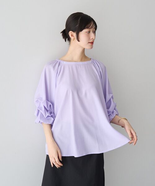 YECCA VECCA（イェッカヴェッカ）の「ホイップスリーブブラウス（シャツ/ブラウス・レディース・ドット/ラベンダー/ネイビー/オフホワイト/ブラック・FREE）」の20枚目の写真