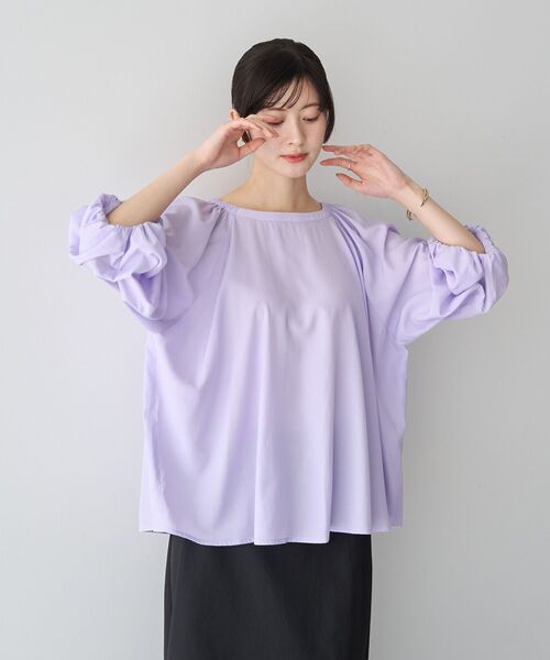 YECCA VECCA（イェッカヴェッカ）の「ホイップスリーブブラウス（シャツ/ブラウス・レディース・ドット/ラベンダー/ネイビー/オフホワイト/ブラック・FREE）」の21枚目の写真
