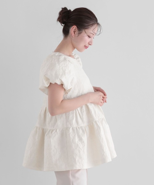 Fit more(フィットモア)の「フラワージャガード袖バルーントップス(その他トップス・レディース・ブラック系その他/ブラック/アイボリー・FREE)」の6枚目の写真